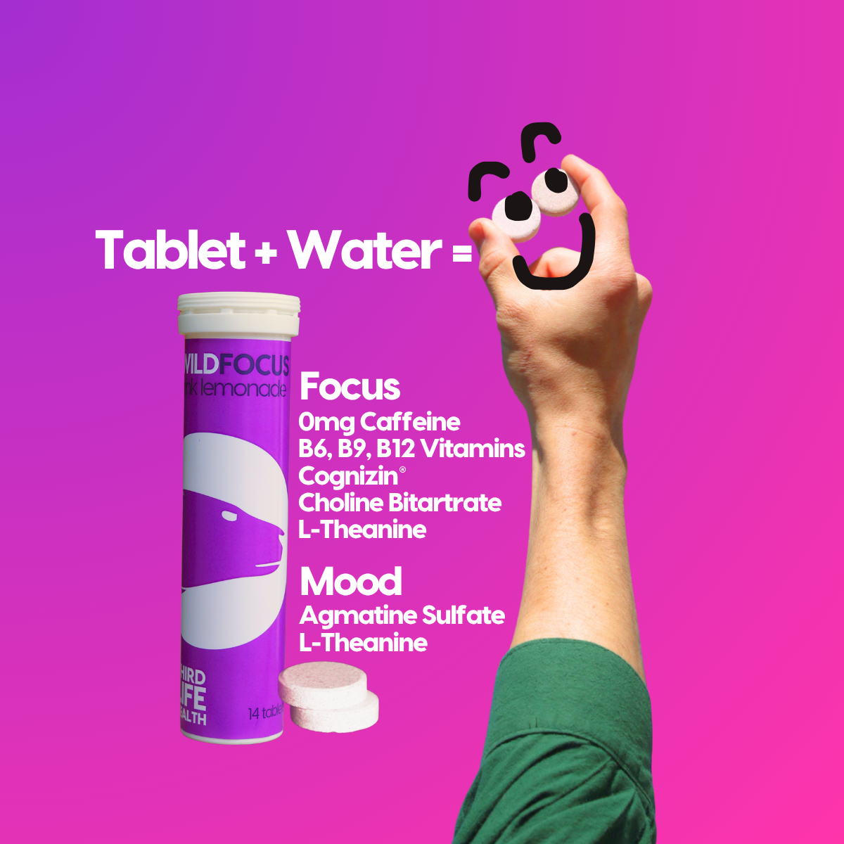 Tablet + Water: Wild Focus focus and mood ingredients