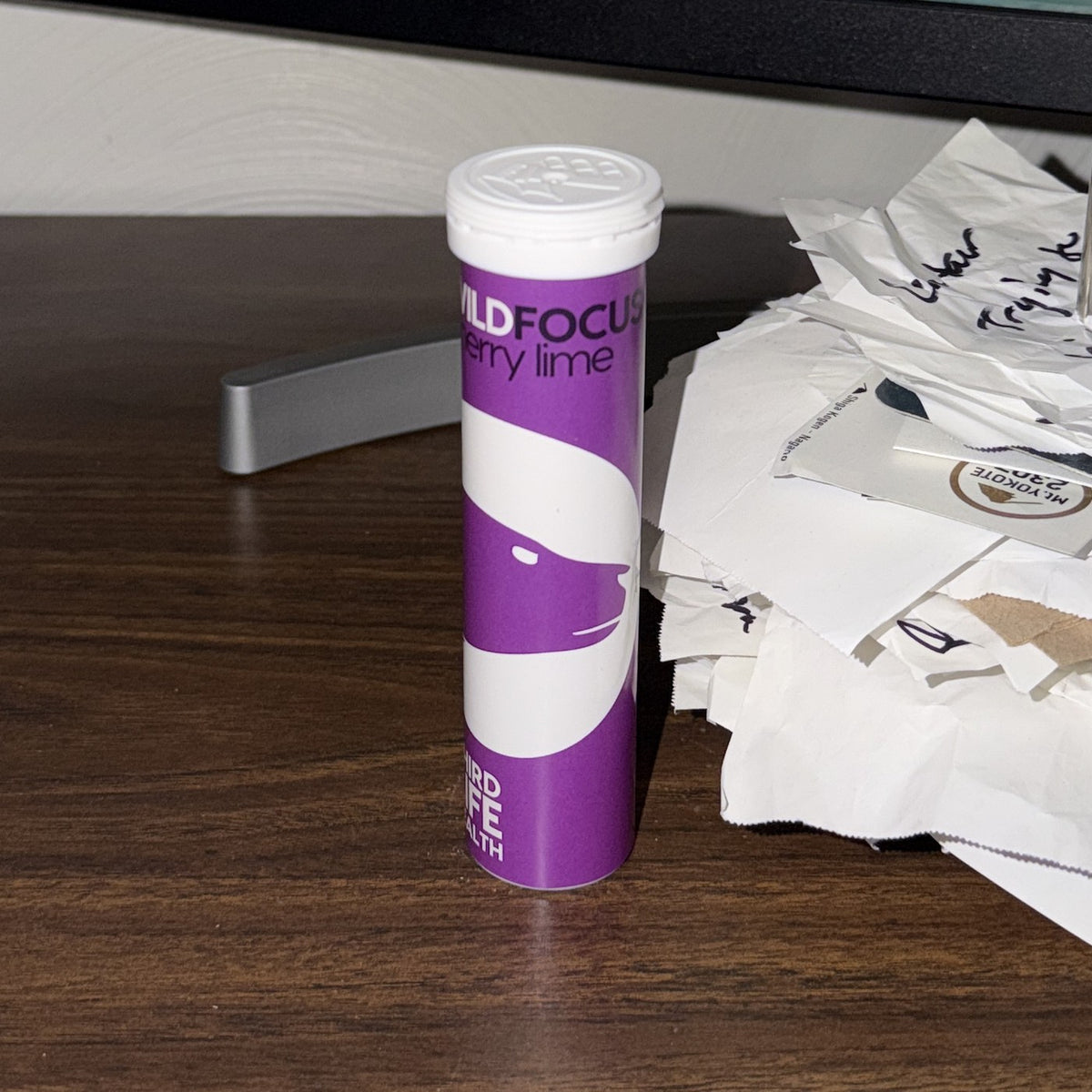 Wild Focus Cherry Lime tube on a desk